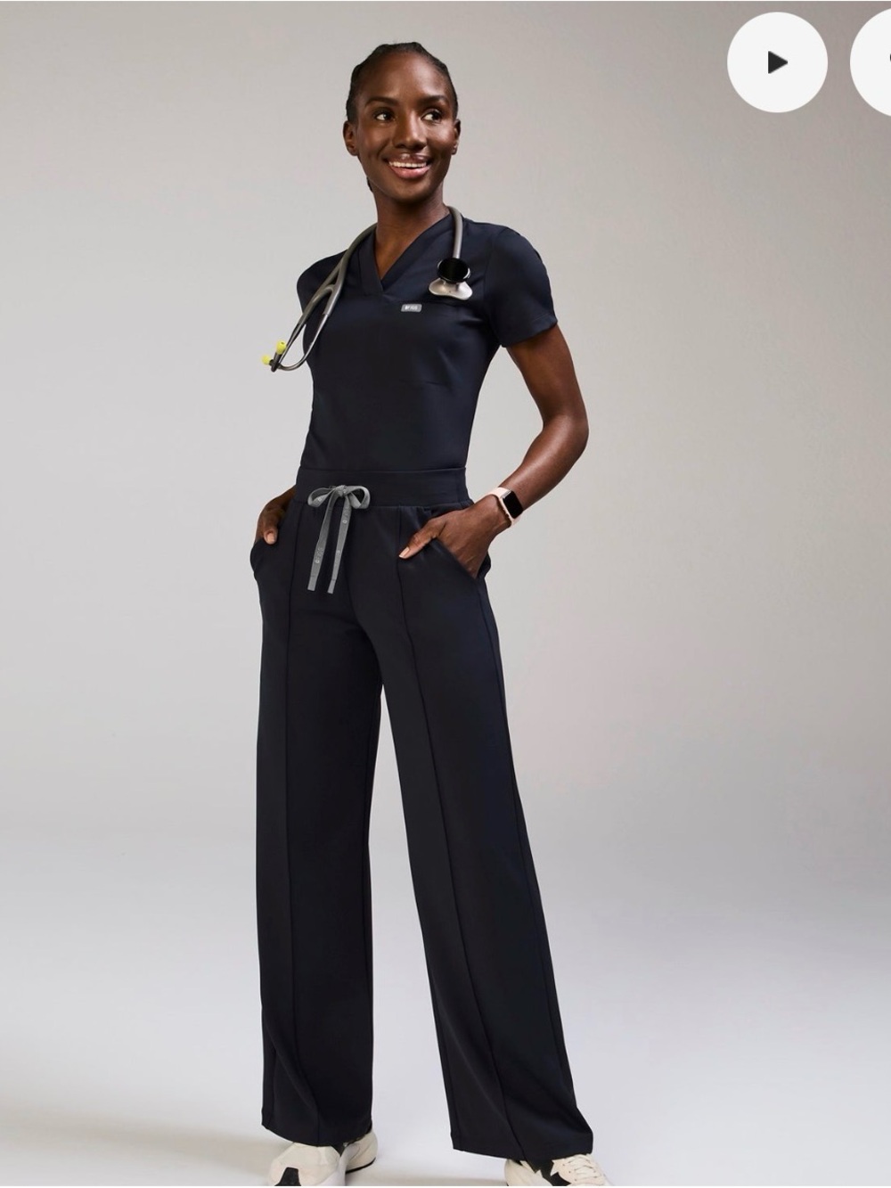Figs Salina Wide-Leg FORMx Scrub Pants in Navy